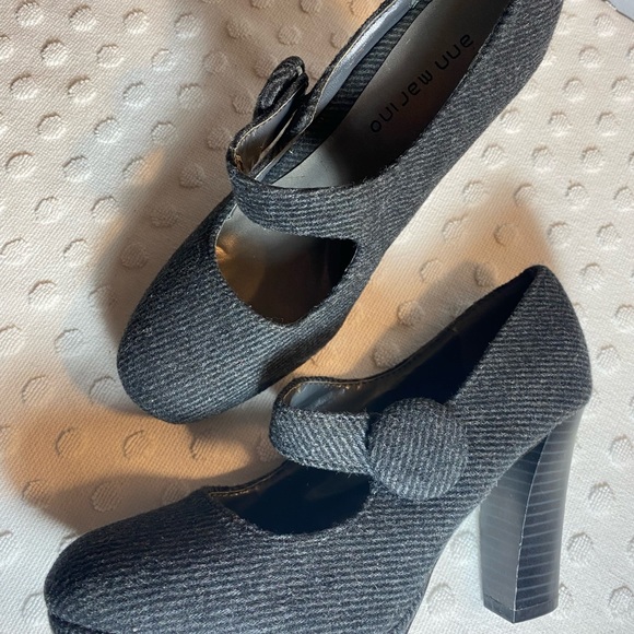 ANN MERINO Grey Herringbone Mary Jane with Button Detail - Picture 6 of 16